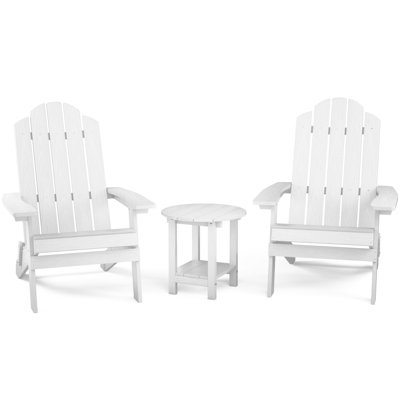 Bowlus Plastic Folding Adirondack Chair with Table by Rosecliff Heights