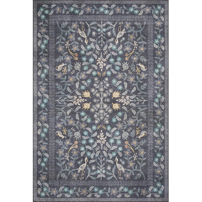 Tapis noir Rifle Paper Co. x Loloi Maison Nightingale
