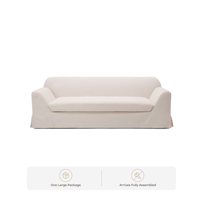 Nuvora 87" Modern Deep Seat Upholstered Skirted Sofa,  Slope Arm Coastal Couch, Seats 3 for Living Room, Fully Assembled, 87"