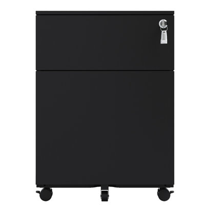 2 Drawer Steel File Cabinet With Lock, Accommodates Legal/Letter/A4/F4, Home Office Elegance, Black Suited For Office/Home Decor,