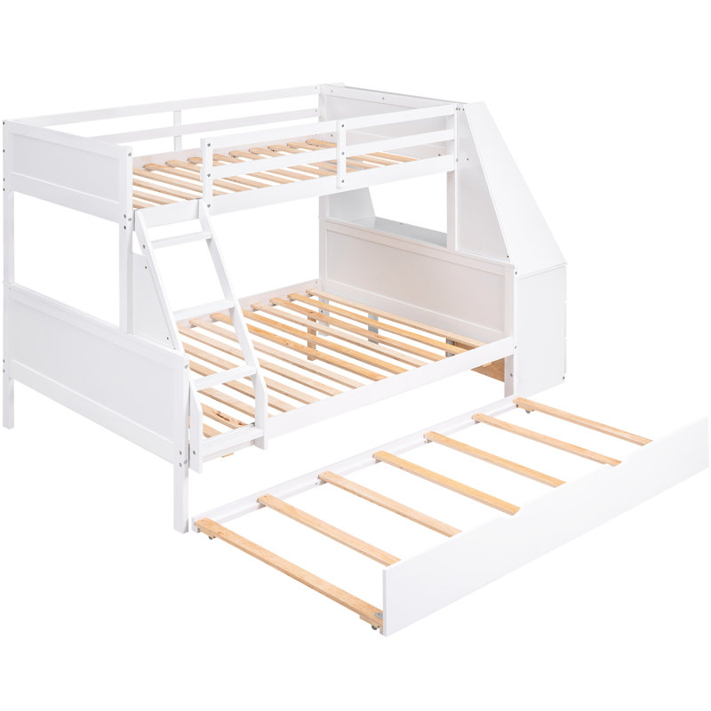 Lit superposé simple au-dessus d'un lit double avec lit gigogne et bureau blanc - Maximisez l'espace dans votre chambre à coucher pour créer un endroit confortable pour dormir