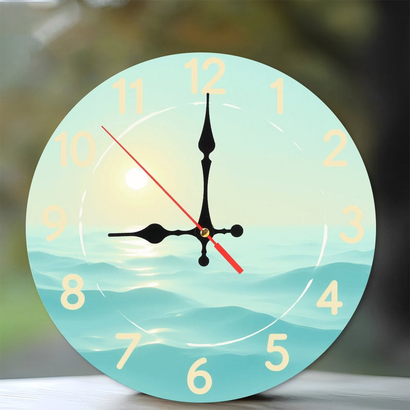 Horloge avec lever de soleil sur l'océan