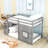 Twin Wooden Loft Bed With Storage Stair, LED Lighting And Playful Window Design-884444333