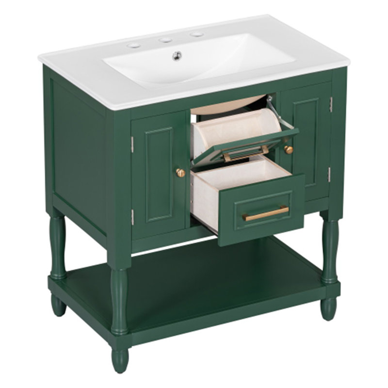 30'' Single Bathroom Vanity Base Only, Green