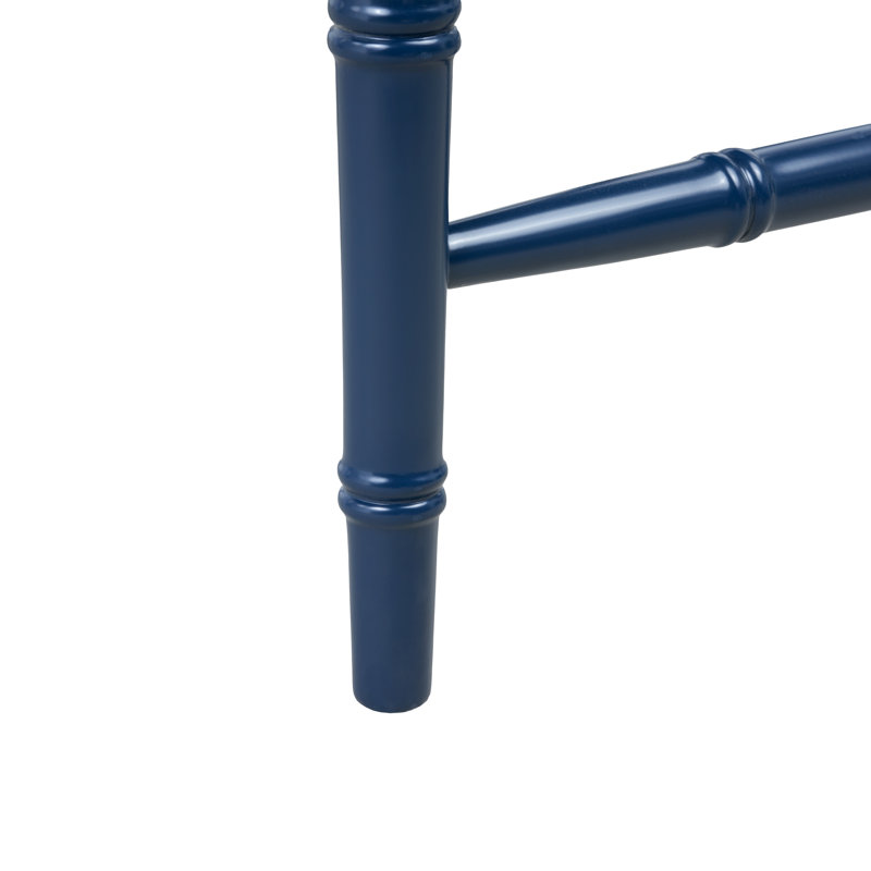 Delia Upholstered Stool with Solid Wood Frame, Midnight Blue