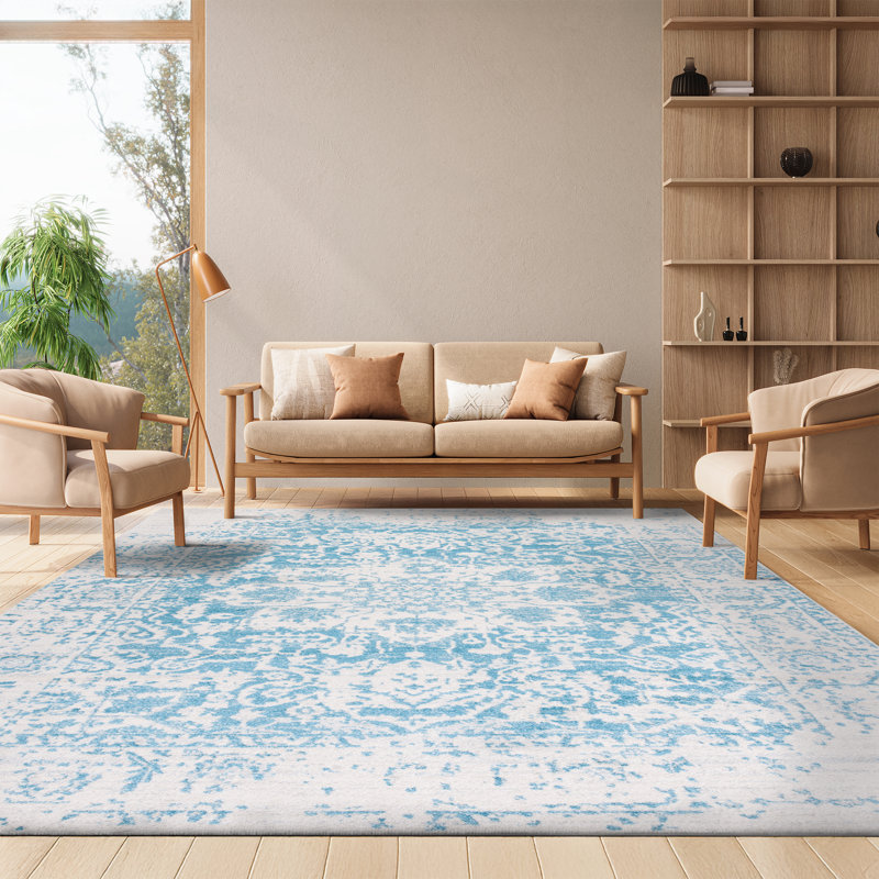 Christa Teal/Ivory Rug, Rectangle 8' x 10'