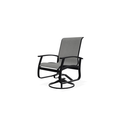 Belle Isle Sling Aluminum Frame Dining Height Swivel Rocker with Marine Grade Polymer Arm Accent