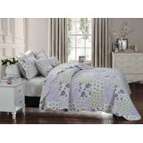 Marview Purple/Green/Violet Microfibre Bedspread Set