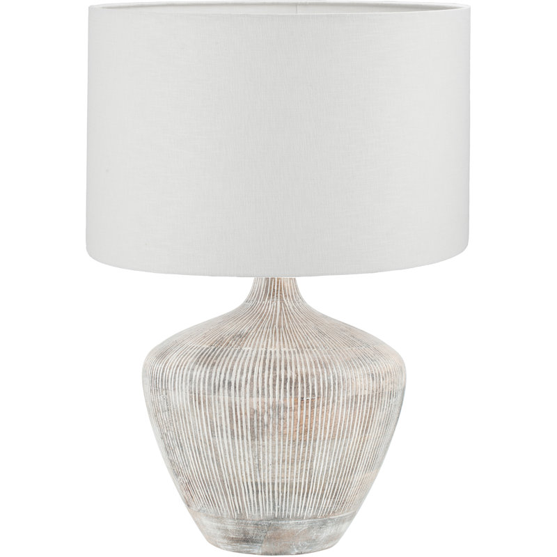 Wood Table Lamp, White, 21.26" H x 13.78" W x 13.78" D, White