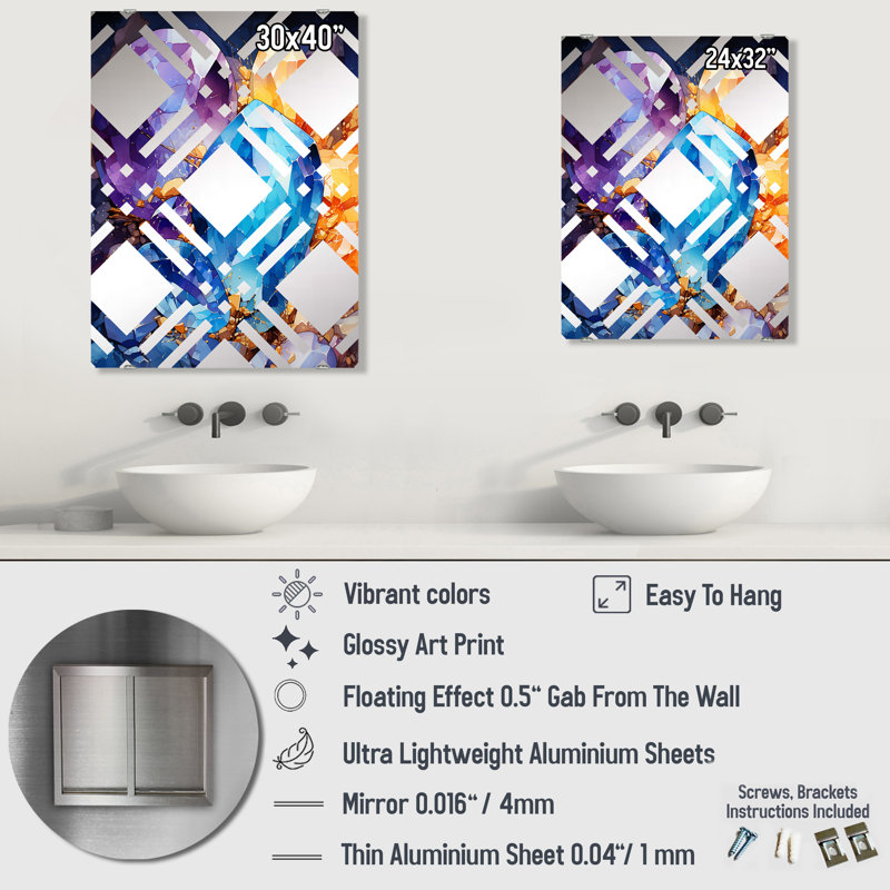 Miroir mural Snay - Stone Geode MIR136133, 32 po x 24 po
