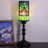 Small Tiffany Table Lamp Stained Glass Candlestick Style Table Light Green Liasion Style  4X15Inch