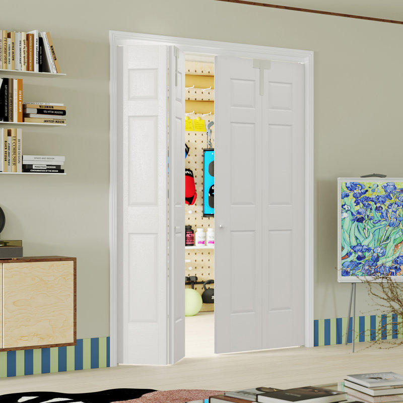 Porte pliante blanche à 6 panneaux de style garde-manger bifold avec garde-manger et garde-manger, 48 po x 80 po, 2