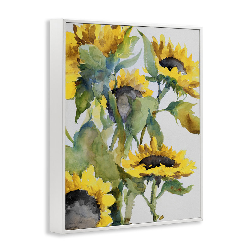 Tournesols lumineux et giclée par Theresa Heidel, Estampe numérique encadrée blanc bord de mer, H 20 po x l 16 po
