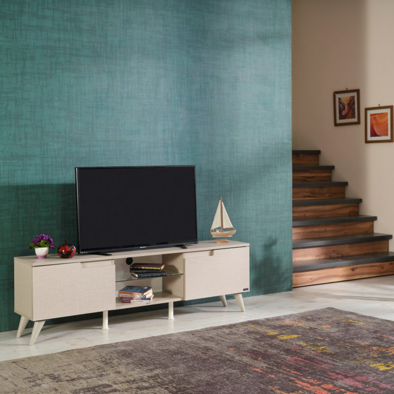 Meuble télé Jeikobus pour téléviseur de 60 po ou moins, Beige