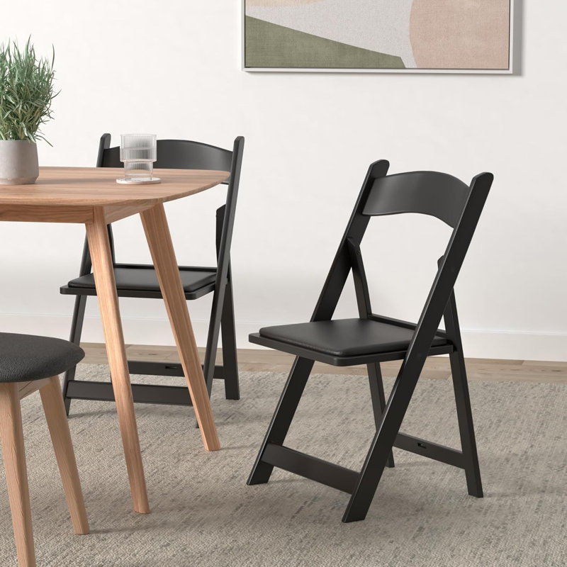 Black Resin Armless Stackable Folding Chairs with Cushions