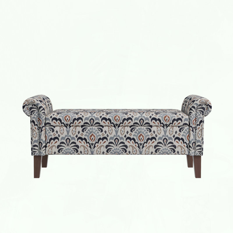 Repose-pieds avec rangement facile à assembler et tissu floral, Bleu