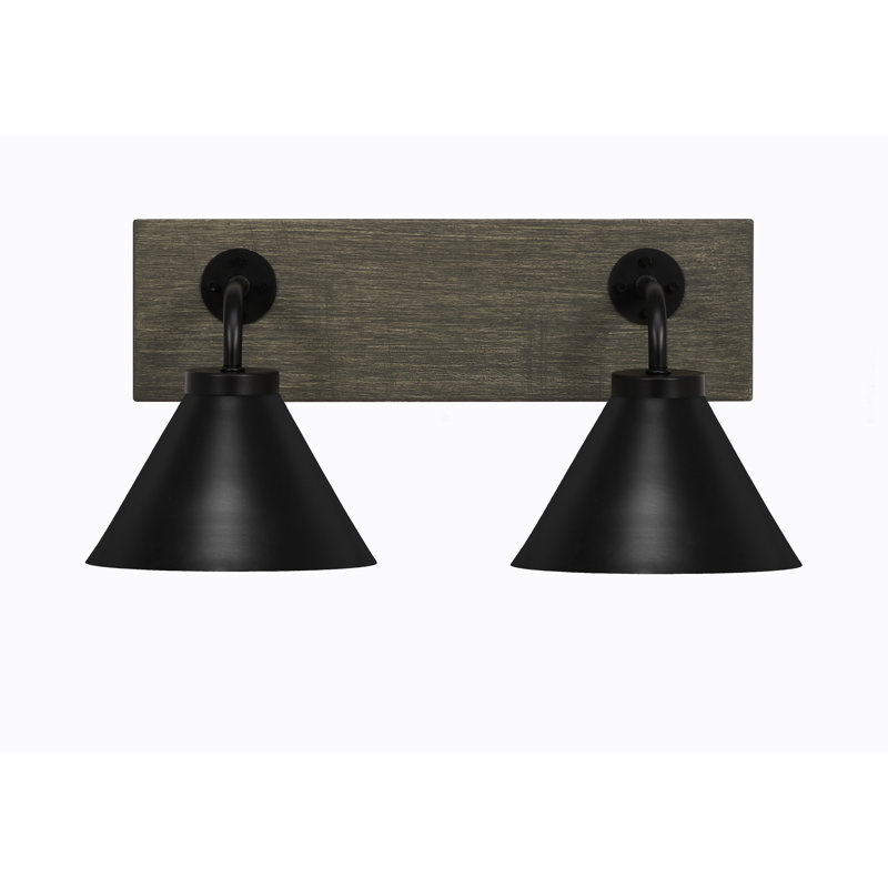 Barre d'éclairage de salle de bain 2 lumières Oxbridge, Noir mat / gris, Noir