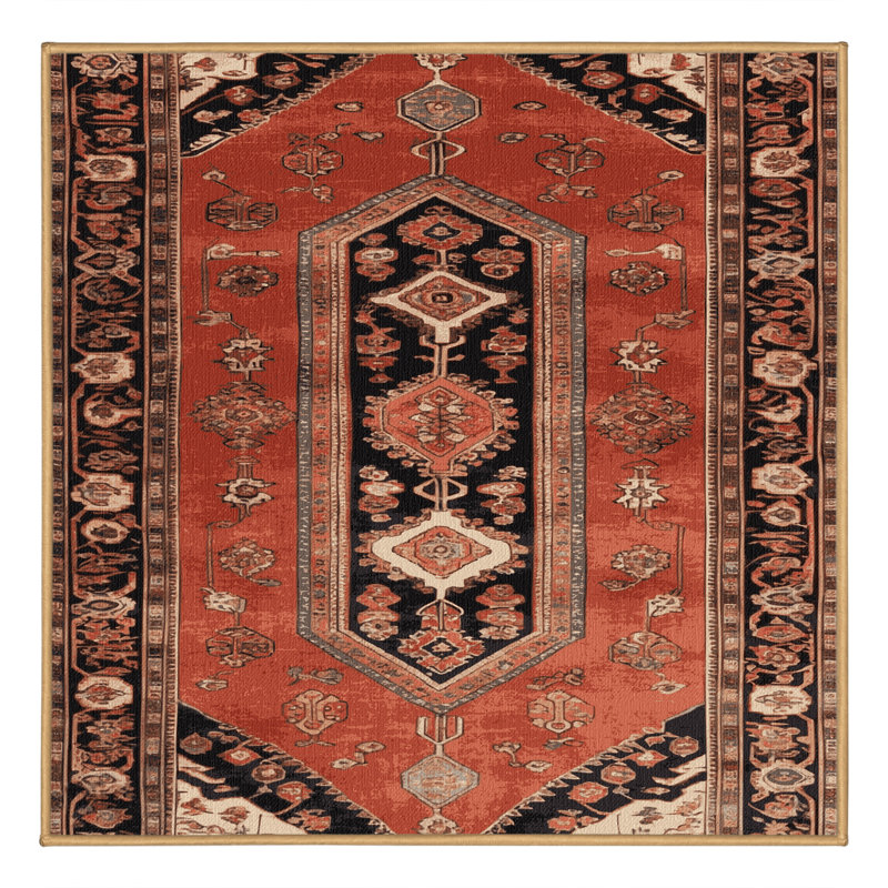 Machine Washable Turkish Brown Area Rug, Square 5'