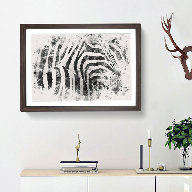 Stripes of the Zebras - Picture Frame Graphic Art Print, Walnut Framed, 27cm H x 36cm W x 2cm D
