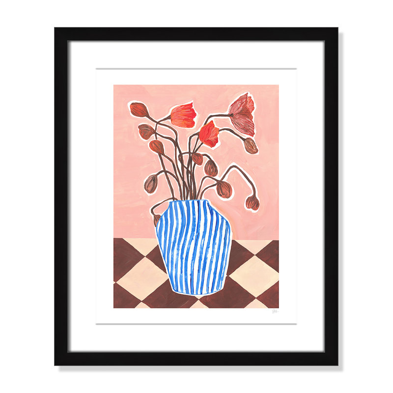 Poppies Print par Violets Print House, L 16 po x H 19 po, Imprimé mat, Noir satiné