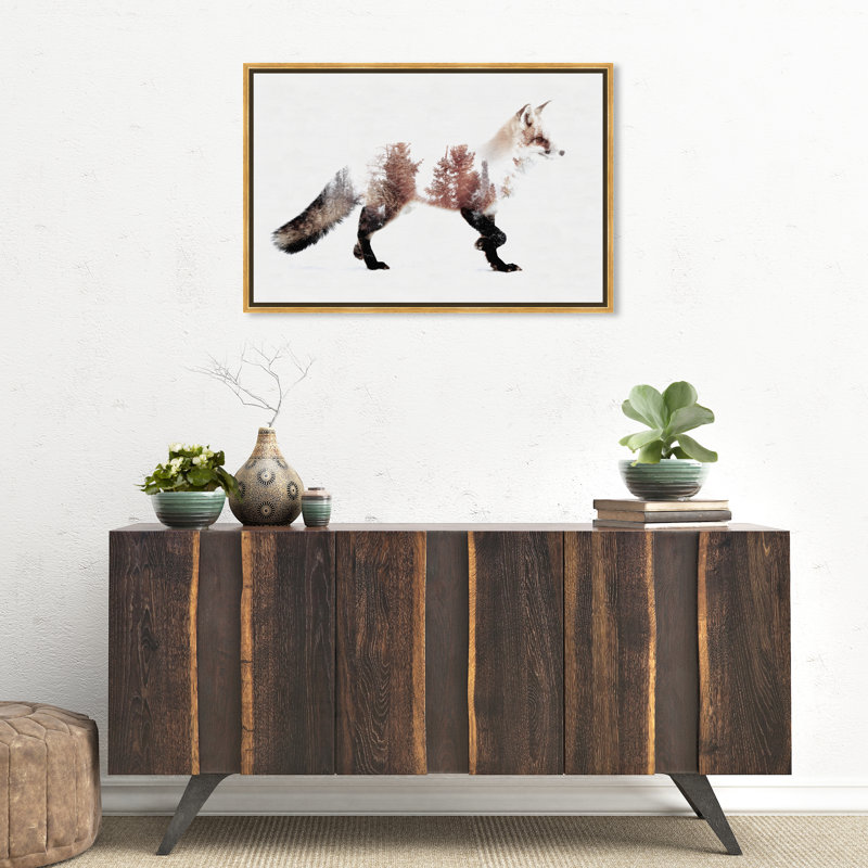 The Fox - reproduction d'impression, Toile encadrée d'or, H 20 po x l 30 po x P 1,5 po
