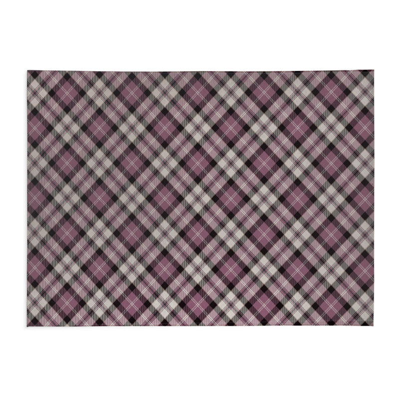 Anthony Plaid Kids Play Mat, Rectangle 3' x 5', Rose/Charcoal