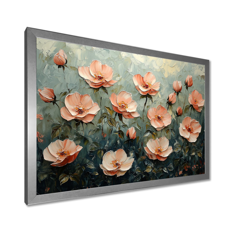 «Roses Flowers Fragrance Of Serenity I», art mural sur toile Roses, H 30 po x l 40 po, Argent