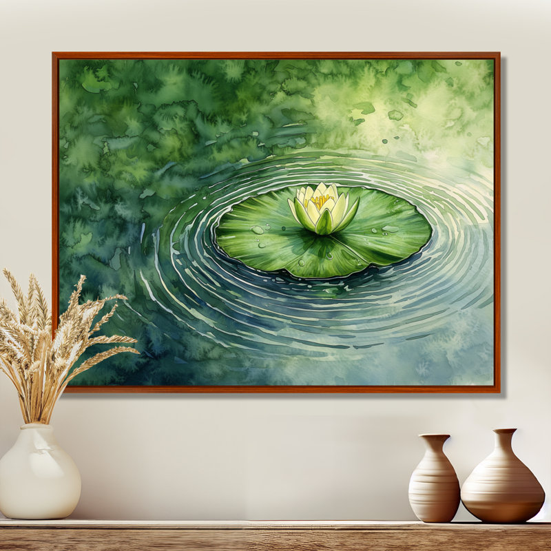 «Harbin Water Lotus Flower Tranquility At The Pond III», art mural Lotus, H 34 po x l 44 po, Brun
