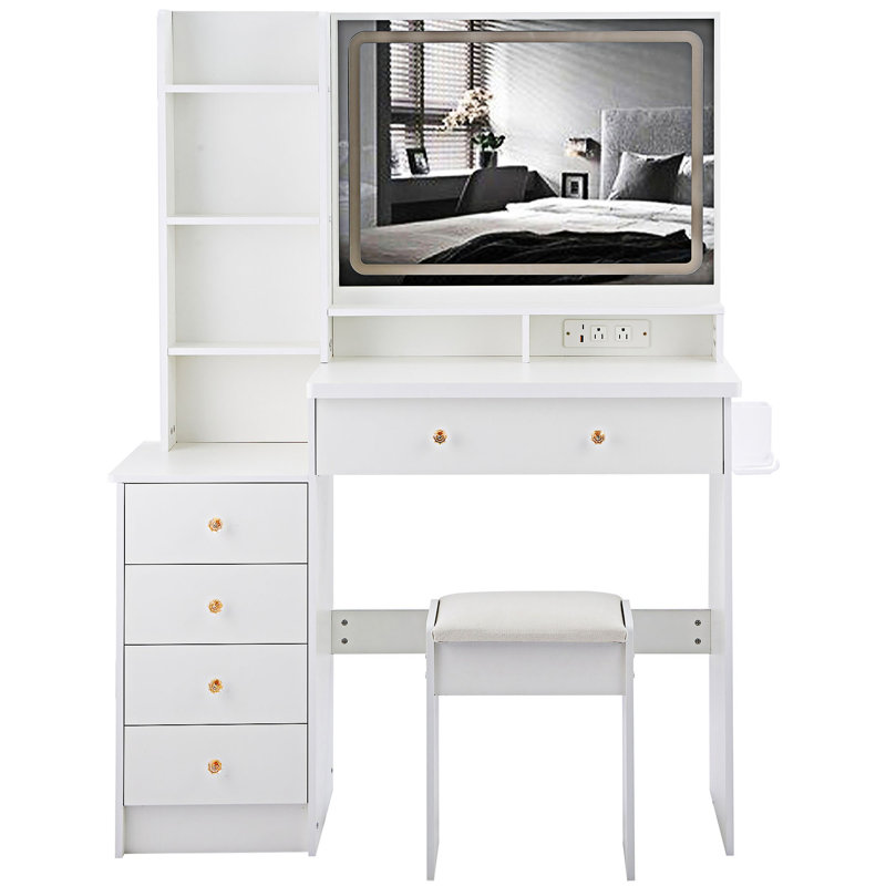Ensemble de coiffeuse maquillage, Blanc