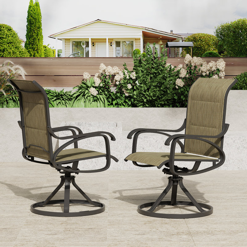 Ensemble de 2 chaises de patio pivotantes et pivotantes toutes saisons, Brown