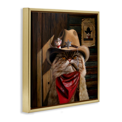 Deputy Purrkins Cat Sheriff Floating Frame, design by Lucia Heffernan