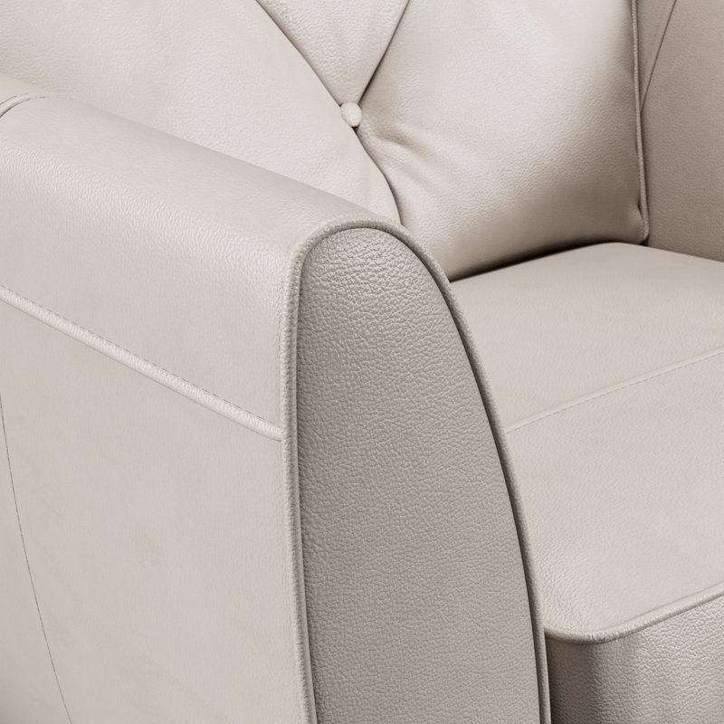 Marylin Leather Armchair, Dark Wood, Cloud Grey