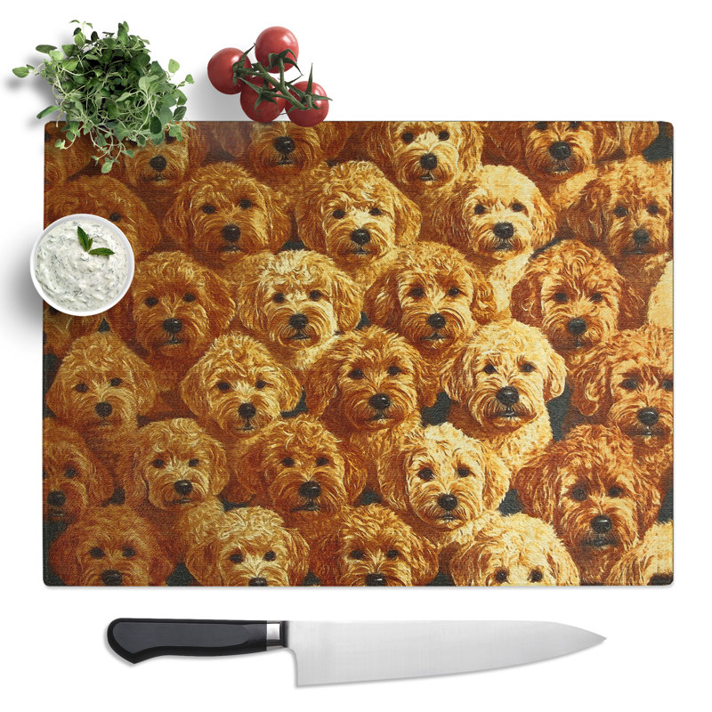 Labradoodle Pattern Vol.3  Glass Chopping Board