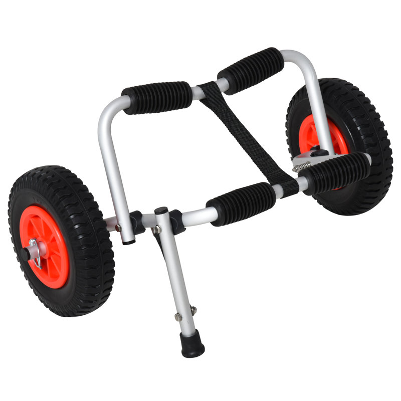 Chariot de kayak Dolly avec roues plates et cadre en aluminium, argent