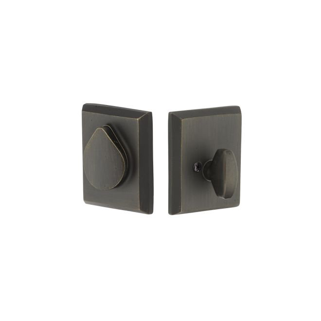 Bronze Rustic Modern Rectangular With Flap Single Cylinder Deadbolt Medium Bronze Finish