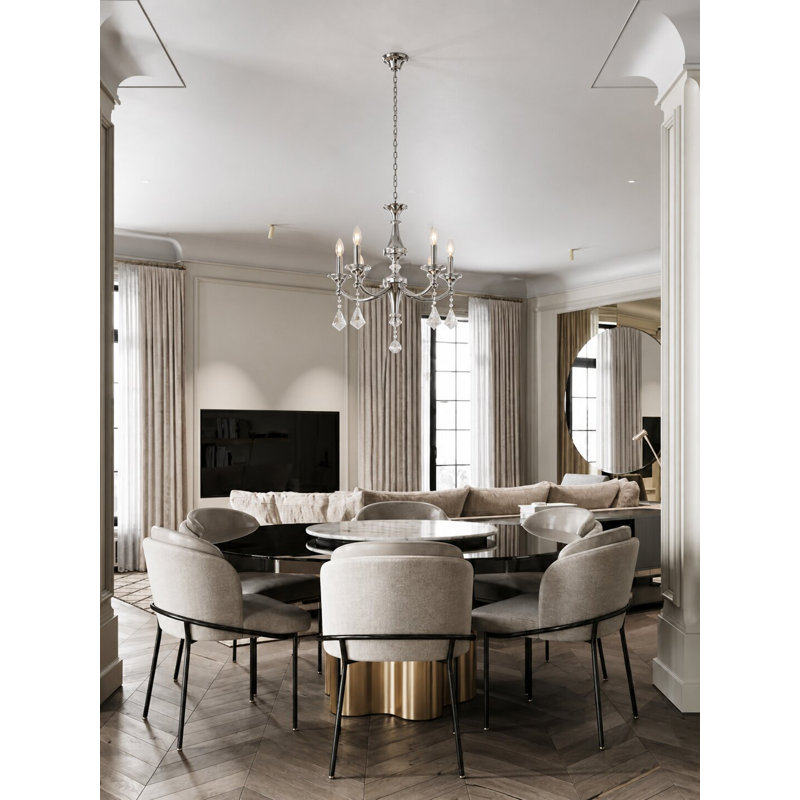 Jakirra 5-Light Traditional Crystal Chandelier , Chrome, Clear