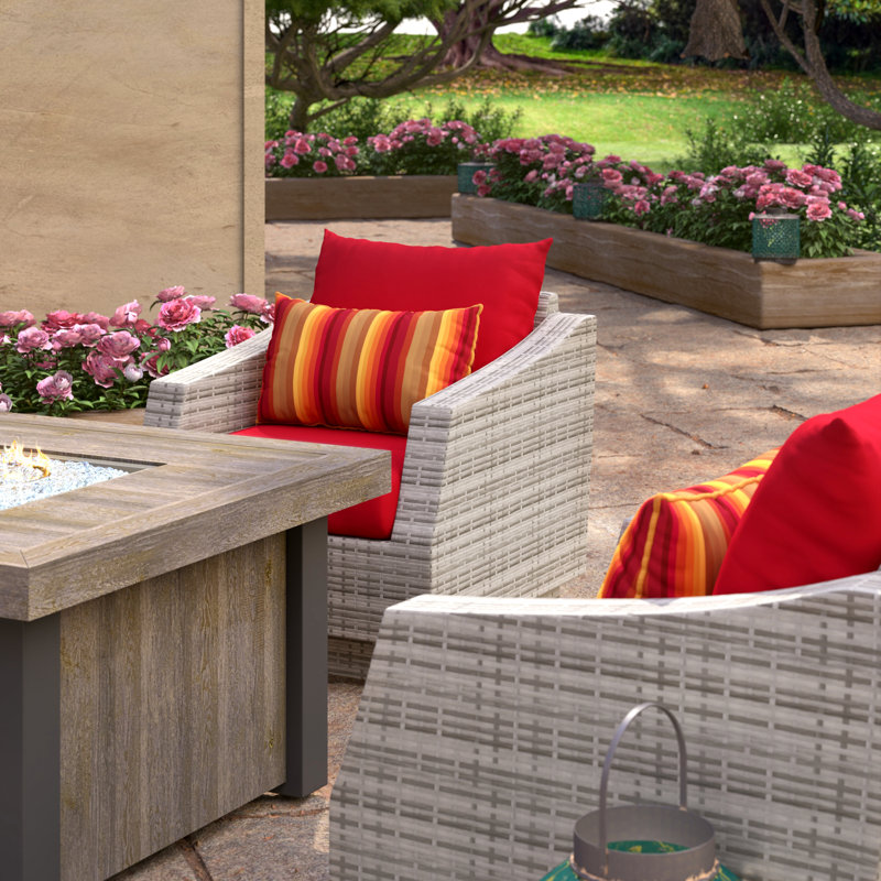 Cannes Outdoor 5 - Piece Conversation Set, Canvas Jockey Red Sunbrella® Canvas