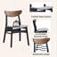 Ensemble de 2 chaises d'appoint en lin gris, noyer et finition noire Rebi