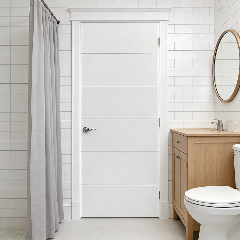 Panneau de porte intérieur encastré 5 lignes, panneau de fibres à densité moyenne apprêté, 18 po x 80 po, Réversible