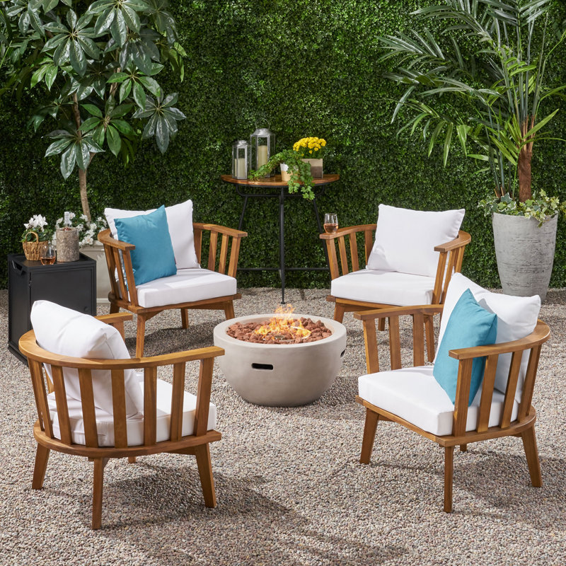 Ensemble de conversation à plusieurs chaises avec coussins 6 pièces Shearin