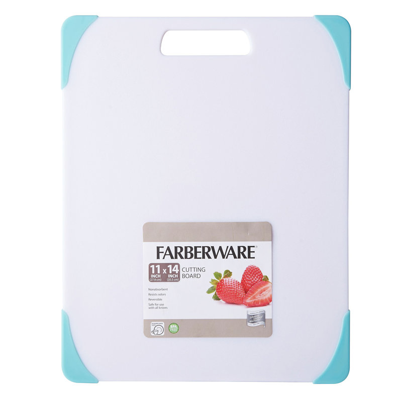 Farberware Plastic Poly Cutting Board, Aqua Sky, 12" W x 18" L