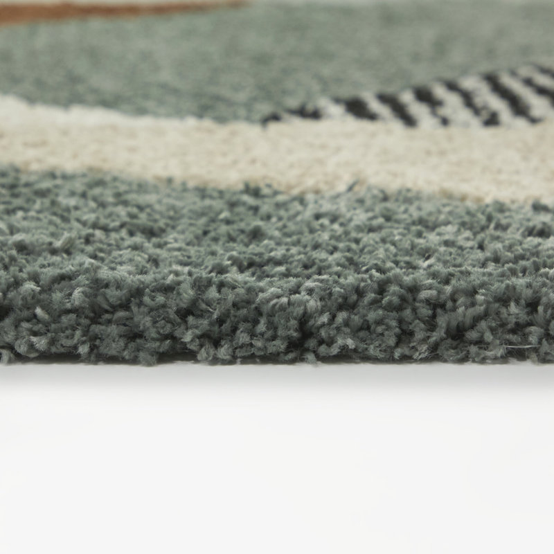 Merril Blue/Green Colour Block Geometric Area Rug, Rectangle 7'10" x 10'