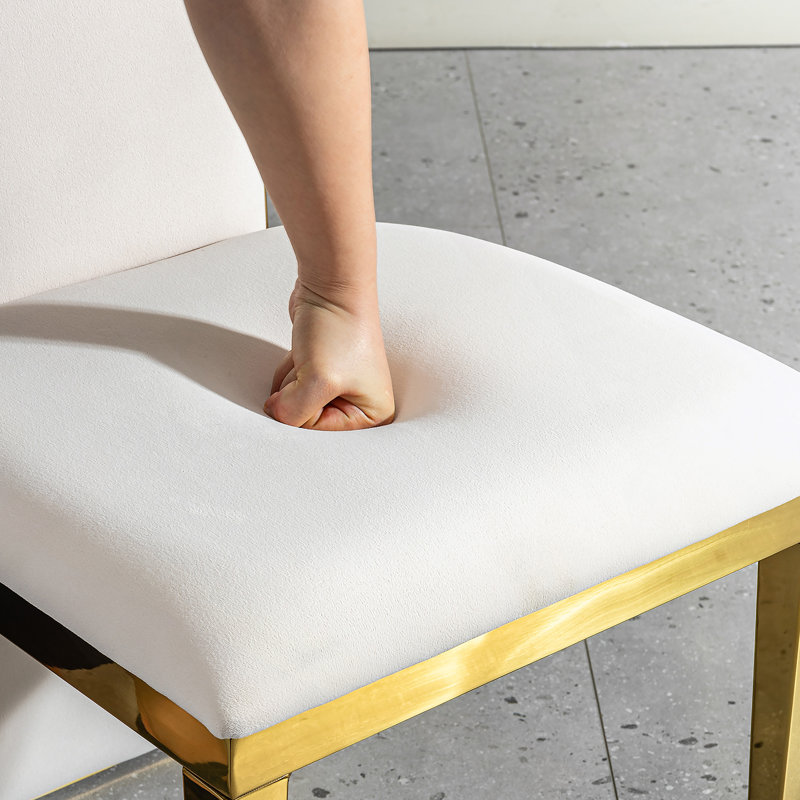 Ensemble de 2 pièces de table de salle à manger en acier inoxydable doré avec tissu blanc