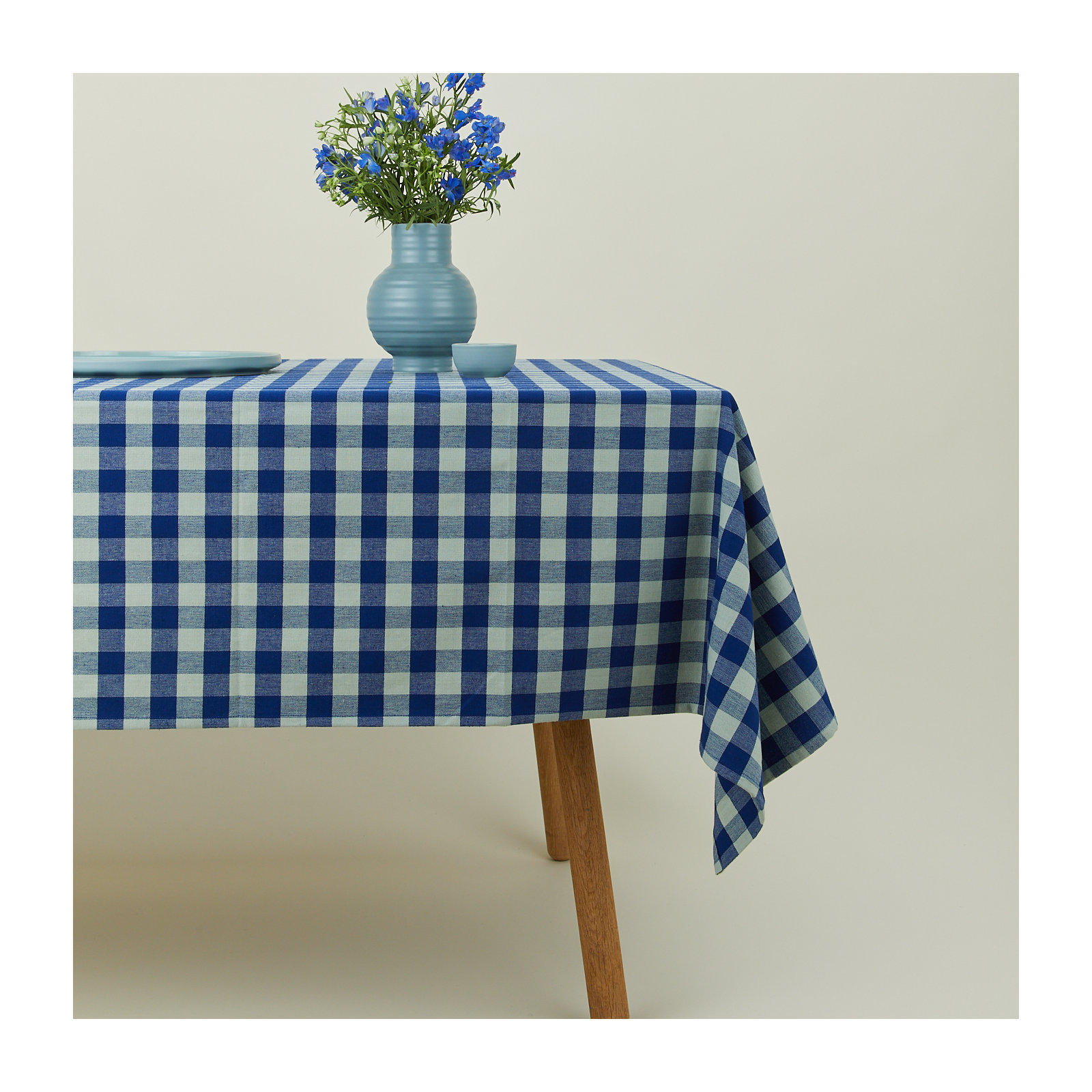 Essential Gingham Tablecloth, Blue/Sky
