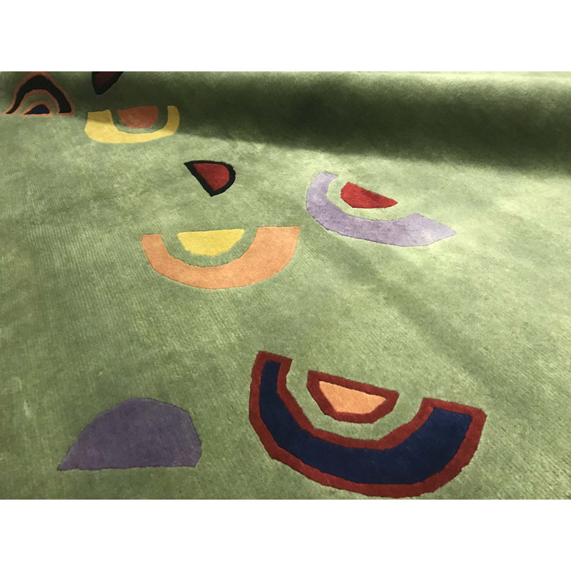 Hand-Knotted Wool GREEN Area Rug