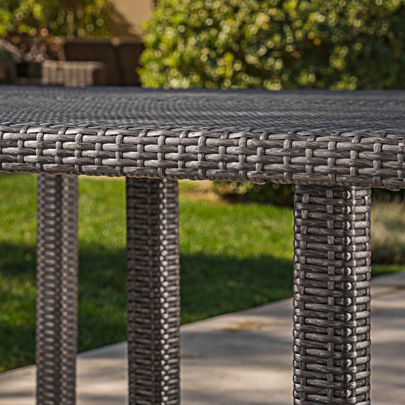 Voline 64" Square Wicker/Rattan Dining Table - Perfect For Outdoor Hosting And Entertaining, Grey
