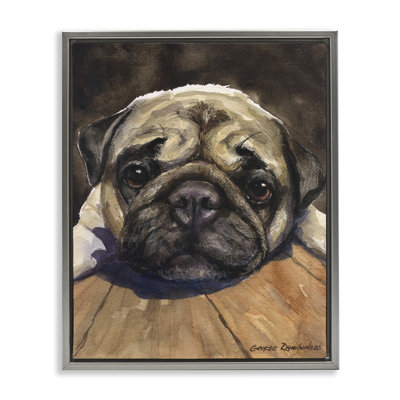 Cadre flottant Pug Soulful Portrait, conception de George Dyachenko