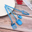 24-Piece Stainless Steel Silverware Set, Satin Matte Blue Finish, Service For 6-1062606730