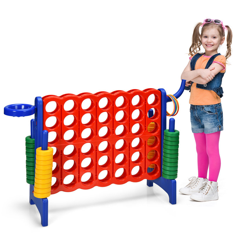 Ensemble de jeu géant pliable en plastique Gymax 4-to-Score, Bleu marine/rouge