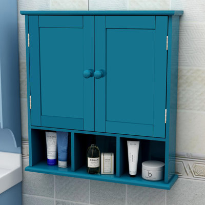 Armoire murale de salle de bain de style minimaliste avec 2 portes et tablettes réglables